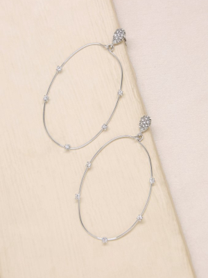 Delicate Crystal Large Oval Hoop Earrings