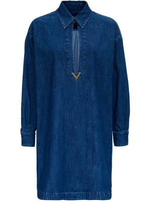 Valentino Vgold Detailed Denim Chambray Kaftan