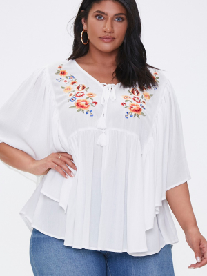 Plus Size Floral Peasant Top