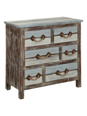 Nautical Six Drawer Chest Natural/brown - Treasure Trove Accents