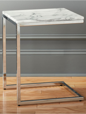 Smart Chrome C Table With White Marble Top
