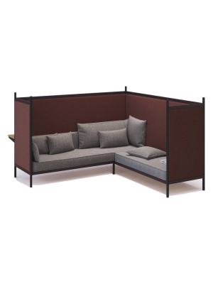 Grid Corner Sofa With Tall Partition: Upholstered