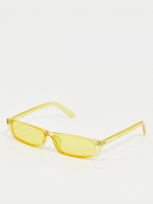 Pieces Clear Slim Sunglasses In Pastel Yellow