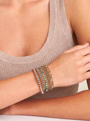 Taupe Pearl And African Turquoise Mix Wrap Bracelet