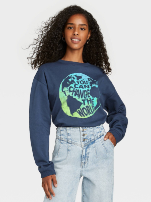 Women's You Can Change The World Graphic Sweatshirt - Blue