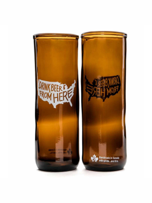 Blu Kitchen Drink Beer From Here Usa Beer Glass- Set Of 2