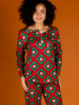 The Quilty Pleasure | Womens Red And Green Quilted Christmas Pajama Top