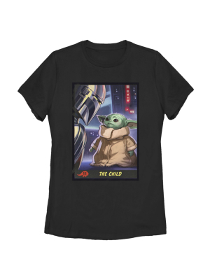 Women's Star Wars The Mandalorian The Child Trading Card T-shirt