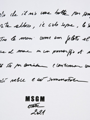 Msgm X Isabella Santacroce Quote Printed T-shirt