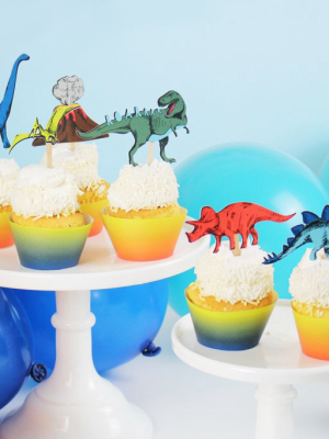 Dinosaur Cupcake Toppers And Wrappers, 12 Ct