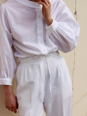 Full Sleeve Drawstring Blouse | White