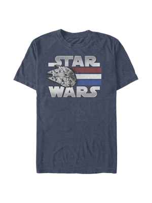 Men's Star Wars Millennium Falcon Patriotic Stripes T-shirt