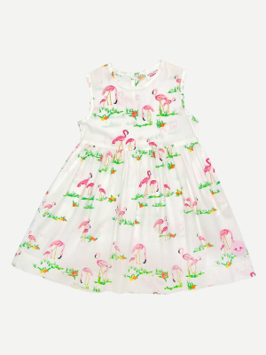 Smiling Button Flamingo Pinny