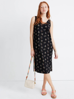 Linen-blend V-neck Tank Dress In Marseille Daisies