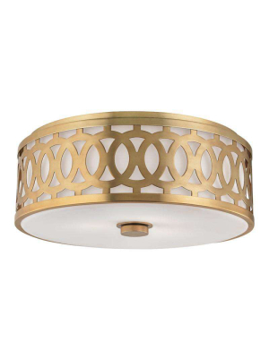 Genesee 3 Light Large Flush Mount Aged Brass