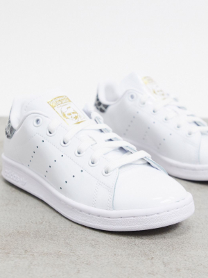 Adidas Originals Stan Smith Sneakers In White And Animal Print