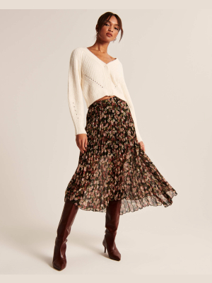 Pleated Chiffon Midi Skirt