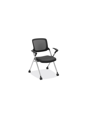 Hon Assemble Mesh Back Nesting Stacking Chair Fixed Arms Bk Fabric Mesh Sr Frame Vl314slvr