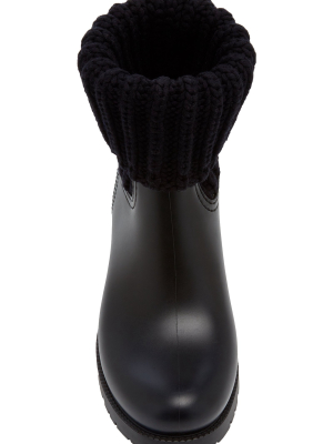 Ginette Knit-trimmed Leather Boots