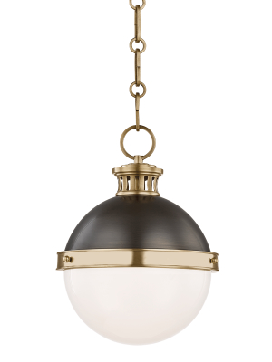 Hudson Valley Lighting Latham Pendant – Antique Distressed Bronze & Opal Shiny