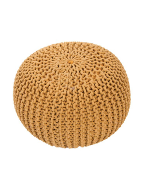 Visby Yellow Textured Round Pouf