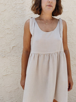 Kate Dress In Beige Gingham