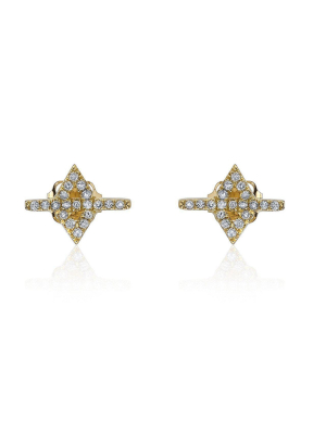 Serrate Earrings With White Pavé