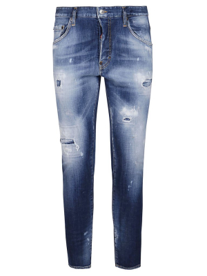 Dsquared2 Logo Patch Distressed Skinny Jeans