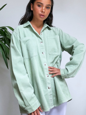 Mint Jumbo Cord Long Sleeve Denim Shirt