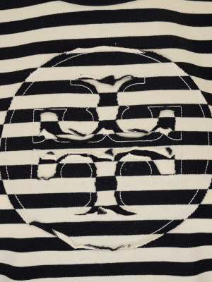 Tory Burch Striped Logo Patch T-shirt