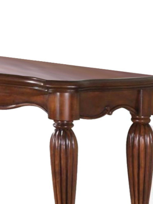 Wooden Sofa Table With Carved Details Brown - Benzara