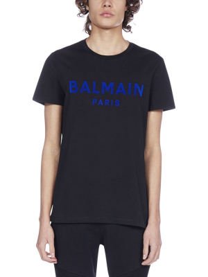 Balmain Flocked Logo Crewneck T-shirt