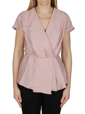 Agnona Peplum Short Sleeve Blouse