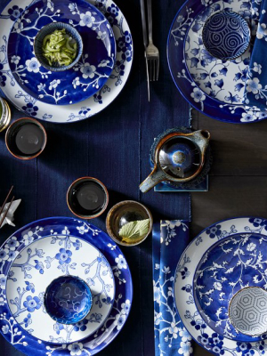 Japanese Garden Dinner Plates, Blue