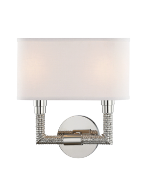 Hudson Valley Lighting Dubois 2-bulb Sconce - Polished Nickel & Off White