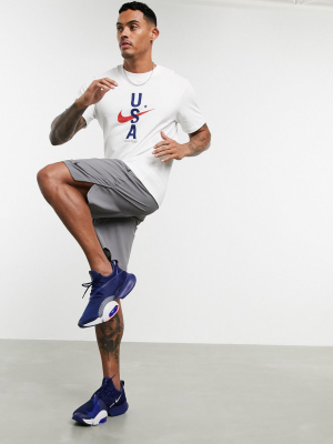 Nike Training Usa T-shirt In White