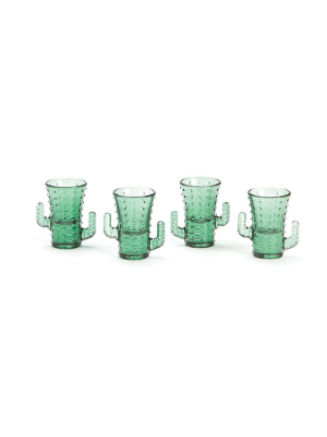 Set Of 4 Cactus Shot Glasses