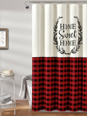 Home Sweet Home Wreath Shower Curtain Red - Lush Décor