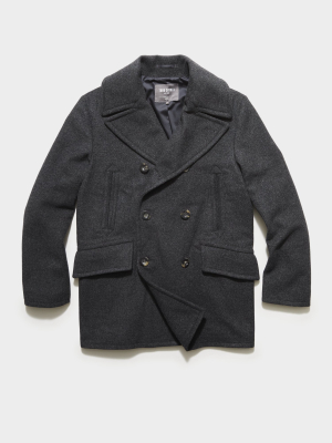 Todd Snyder + Private White Manchester Wool Cashmere Peacoat In Charcoal