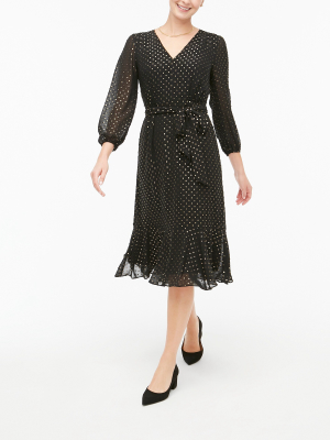 Big-bow Midi Dress In Clip Dot