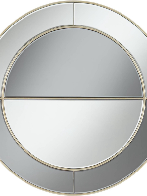 Possini Euro Design Cass Dark Champagne 31 1/2" Round Two-tone Glass Wall Mirror