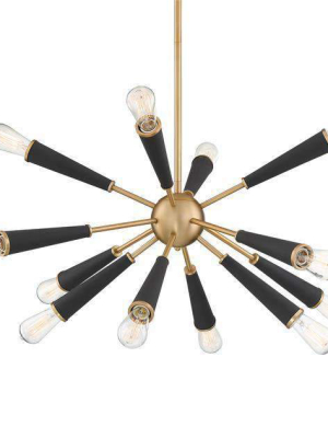 Zodiac 12 Light Aged Brass Chandelier