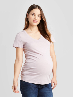 Maternity Short Sleeve V-neck Side Shirred T-shirt - Isabel Maternity By Ingrid & Isabel™