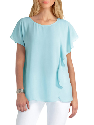 H Halston Overlay Flutter Blouse