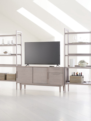 Tate Stone 64.5" Media Console With 2 Wide Bookcases