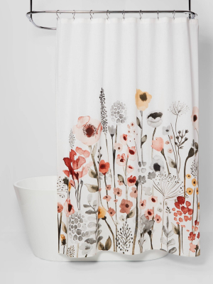 Floral Wave Shower Curtain White - Threshold™