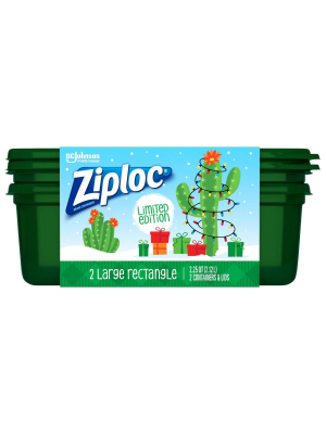 Ziploc Holiday Container Large Rectangle - Green - 2ct