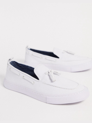 Asos Design Slip On Sneakers In White With Tassel