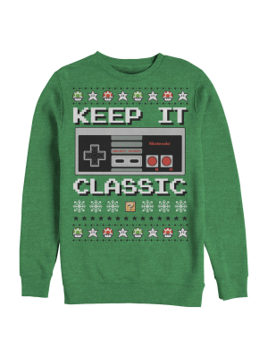 Men's Nintendo Ugly Christmas Nes Classic Controller Sweatshirt