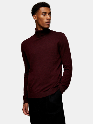 Considered Burgundy Essential Roll Knitted Sweater